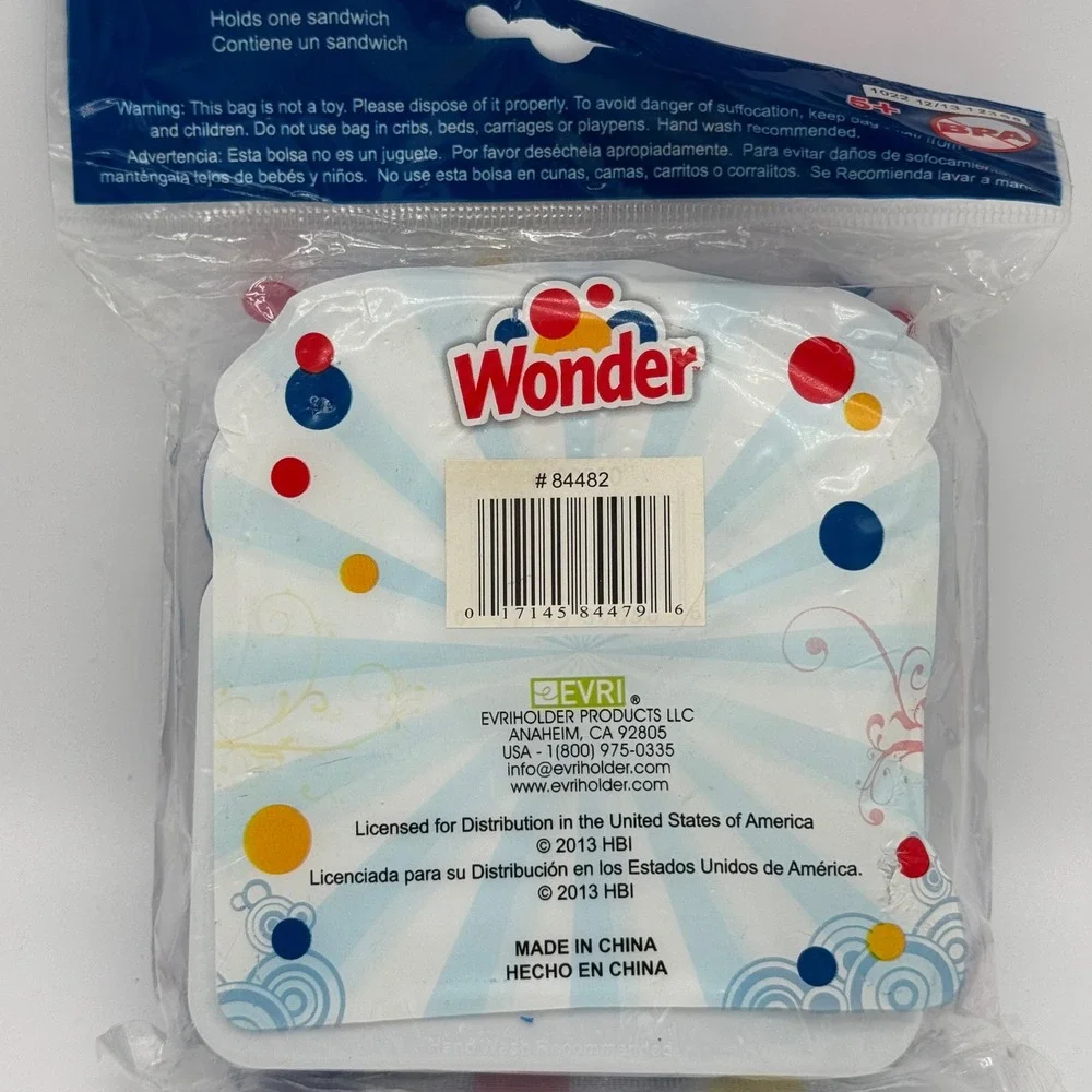 New Wonder Bread Sandwich Packer Container Plastic Lunch Box Sealed Retro Logo